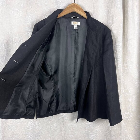 Irish linen black shacket lightweight 14 petite jacket vintage Talbots blazer - Picture 6 of 10